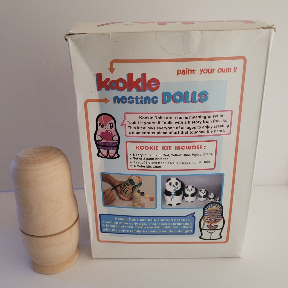 Kookle Wooden Nesting Doll Set Paint Your Own Blank Plain Unfinished New DIY Kid - Picture 3 of 4